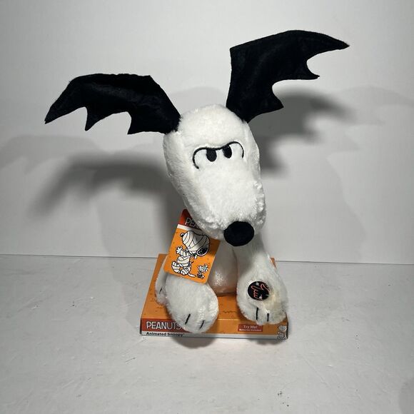 Halloween Peanuts Animated Musical Snoopy Plush w/Bat ears Plays - READ - Picture 1 of 6